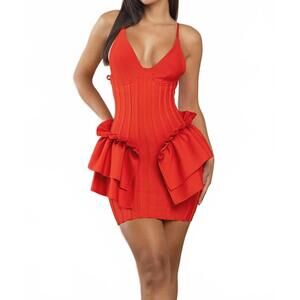 NEW RIVIR women's bandage mini dress in red